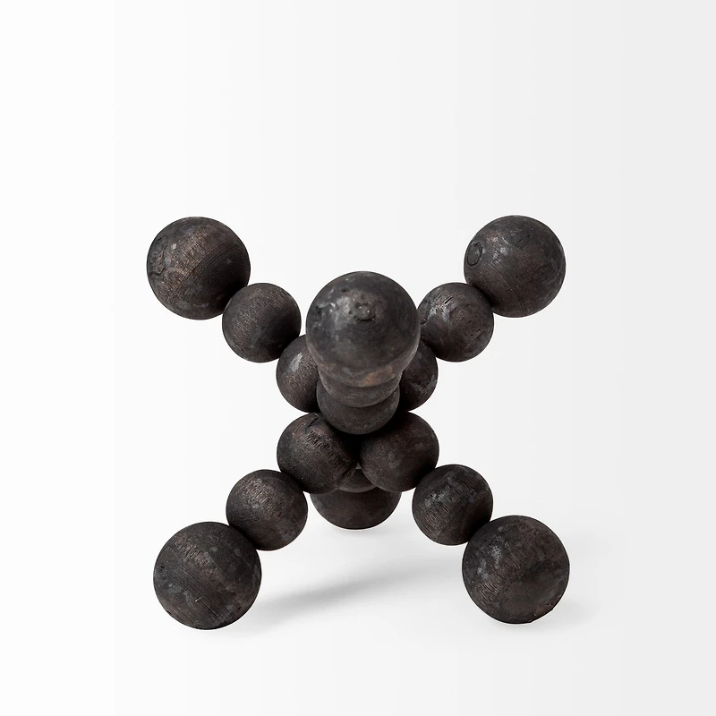 Carollan I (Small) 7L x 7W Black Geometric Wood Ball Jack