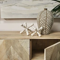 Carrollton I (Small) 7L x 7W Off-White Geometric Wood Ball Jack