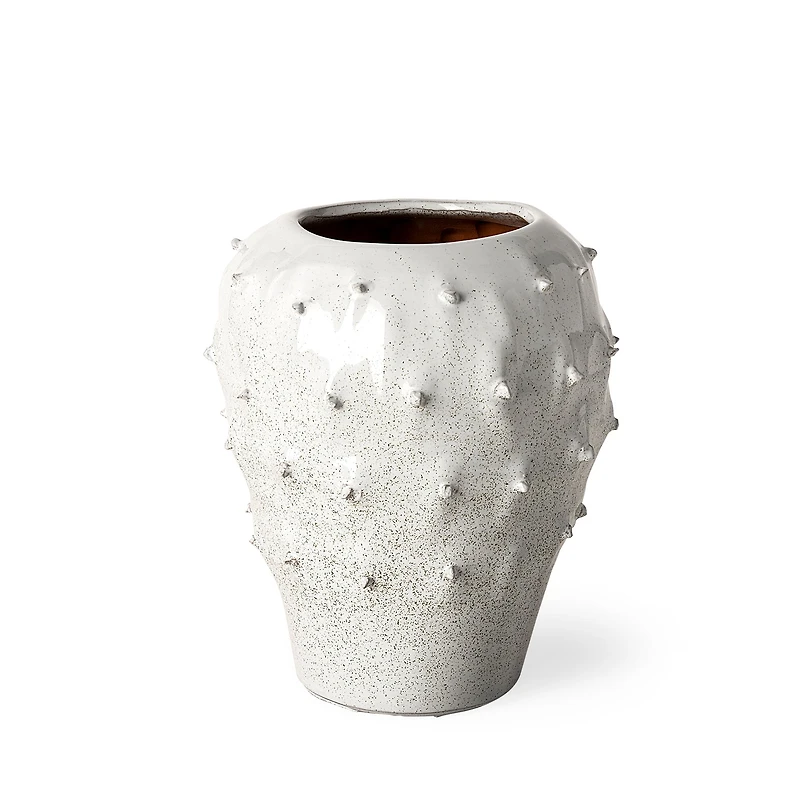 Julian Glossy White Ceramic Spoked Vase