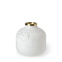 Pearl Short White Gold Rim Glass Vase