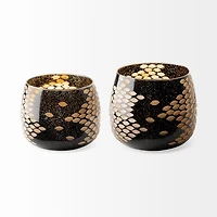 Mojave Large Black and Gold Detail Glass Vase