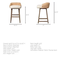 Monmouth Cream Fabric | Brown Wood | Bar Stool