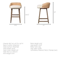 Monmouth Cream Fabric | Brown Wood | Counter Stool