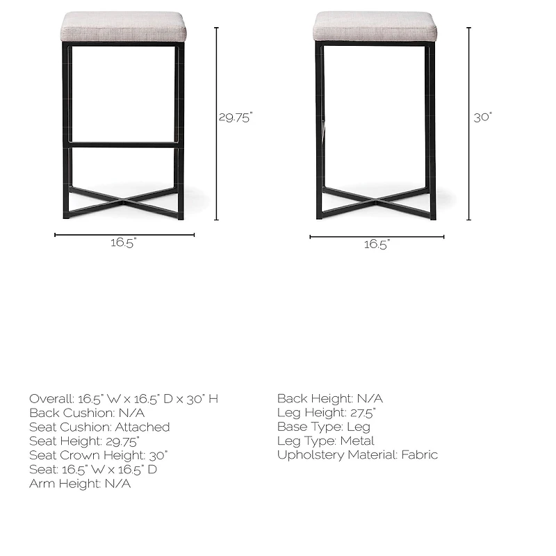 Frodo White Fabric Bar Stool