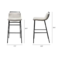 Kavalan 33.5" Total Height Beige Upholstered Seat Gray Metal Frame Counter Stool
