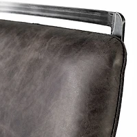 Kavalan 33.5" Total Height Ebony Leather Seat Black Metal Frame Counter Stool