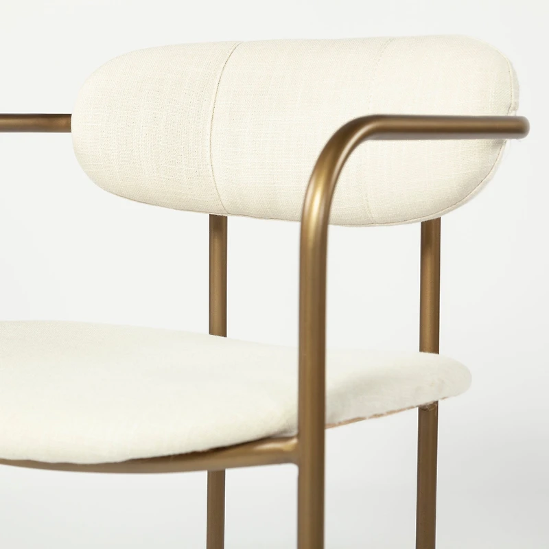 Parker Seat Height Cream Fabric Seat Gold Metal Bar Stool