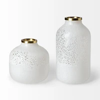 Pearl Short White Gold Rim Glass Vase