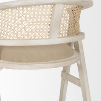 Tabitha Beige Fabric/Rattan Seat Blonde Wood Frame Counter Stool