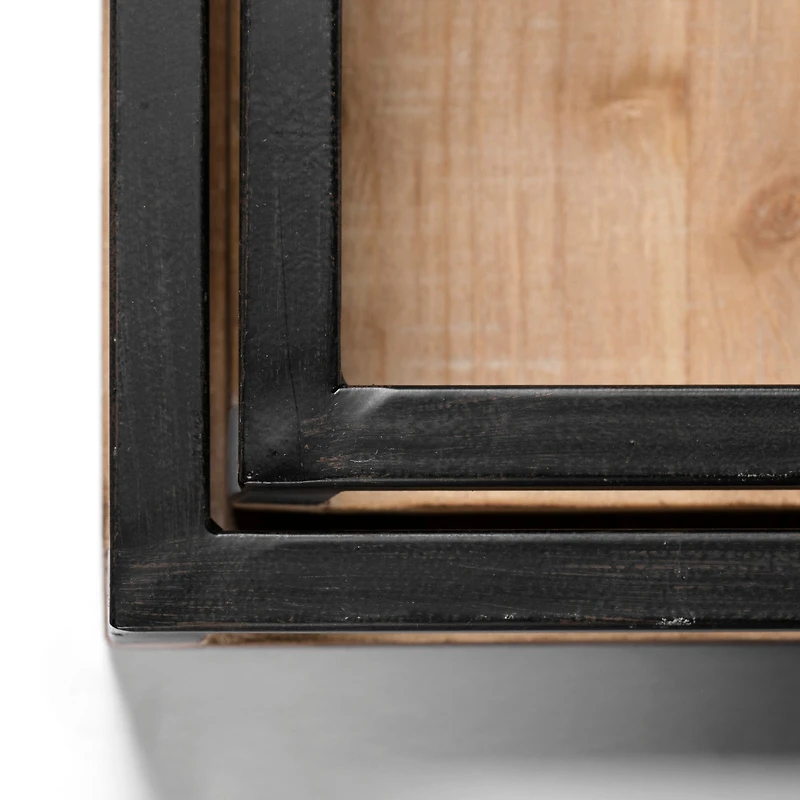 Ross Natural Wood W/ Black Metal Nesting Tray