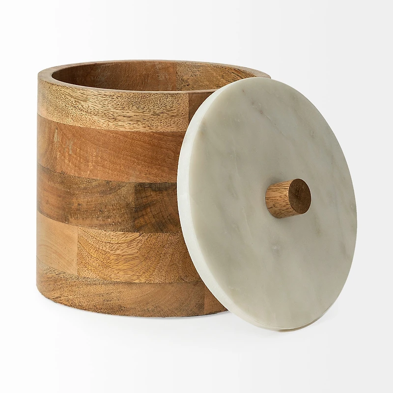 Sandook (Large) 10H Brown Round Wooden Storage Jar
