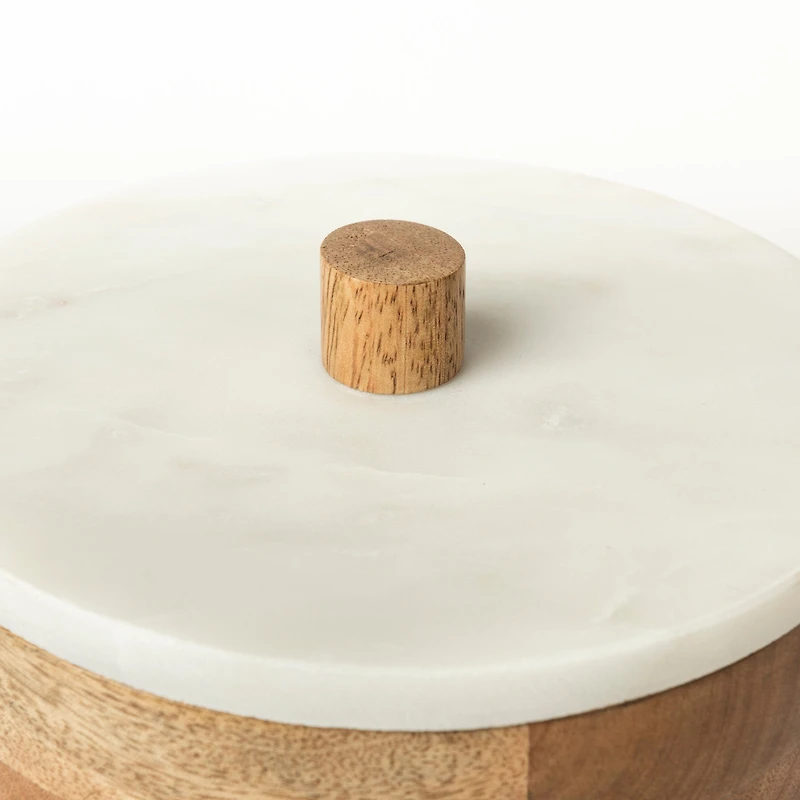Sandook (Large) 10H Brown Round Wooden Storage Jar