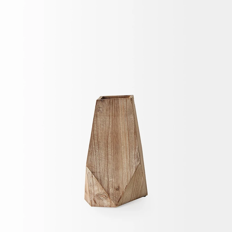 Allen III Tall Natural Wooden Base Oval Vase