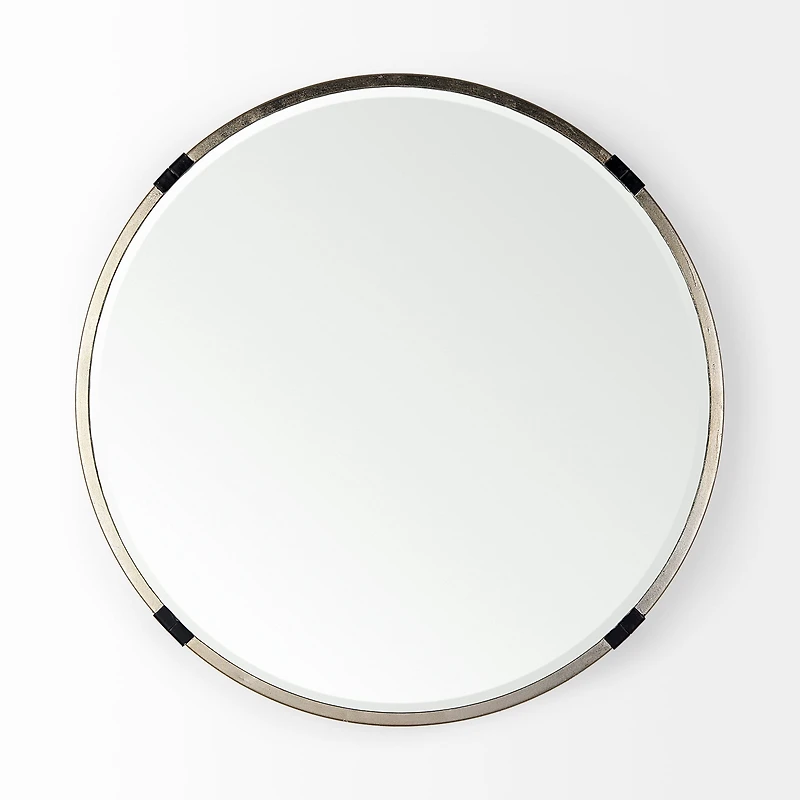 Melissa 23" Small Round Gold Metal Wall Mirror