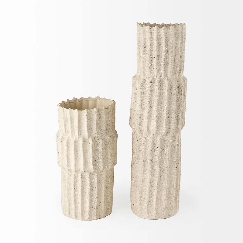 Cardon 23.0H Cream Ceramic Vase