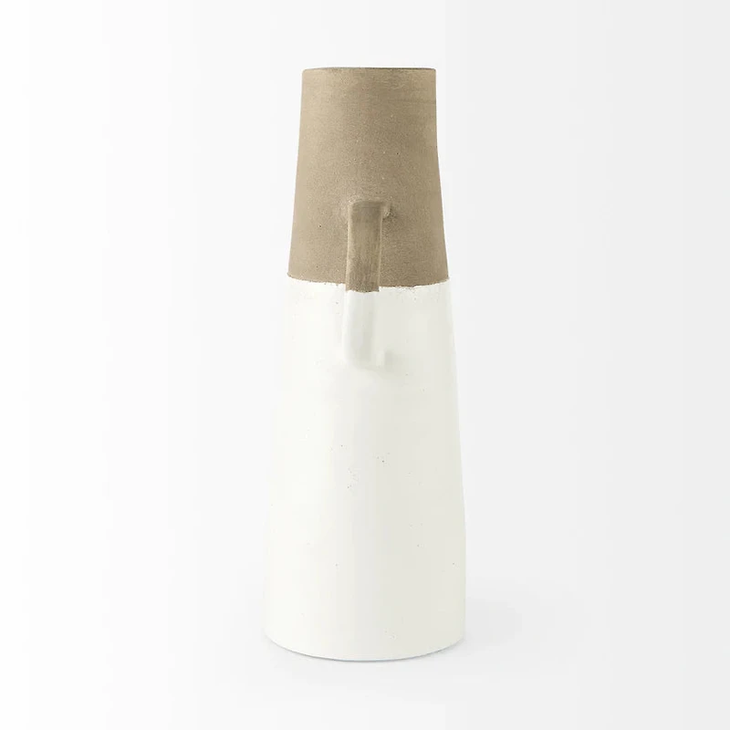 Garand Large 18.8H Two-toned White Natural Ceramic Jug