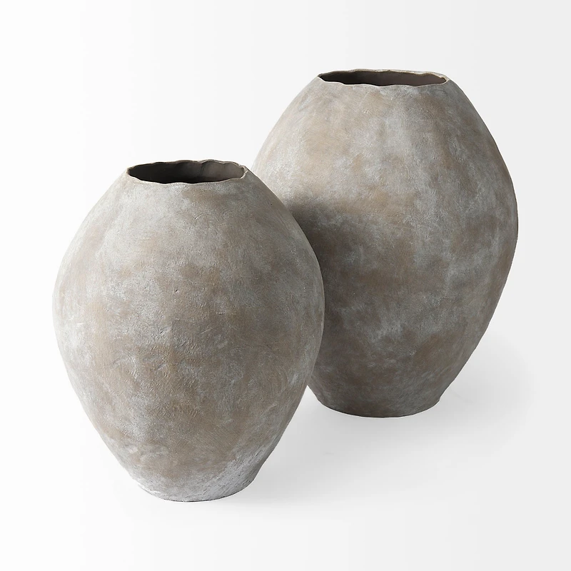 Gobi 20L x 23H Small Tan Ceramic Oval Vase