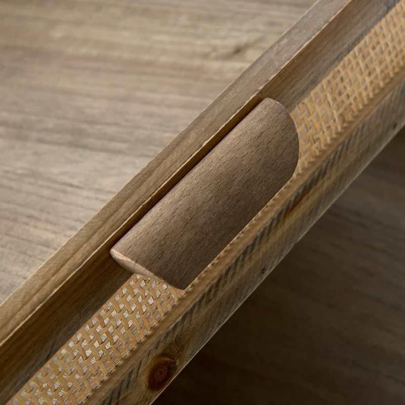 Sonny Tray - Brown Wood and Wicker Square Trays