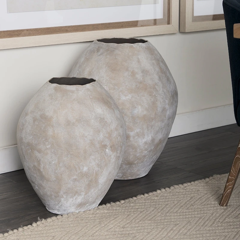 Gobi 23L x 28H Large Tan Ceramic Oval Vase
