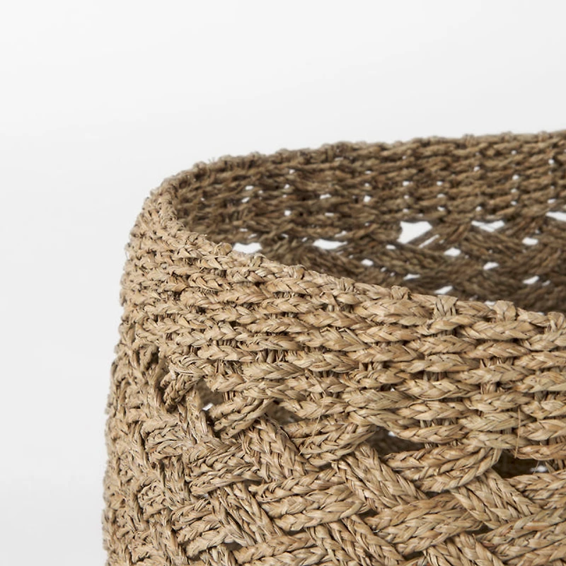 Jarek Brown Seagrass Round Basket Cross Weave (Set of 3)