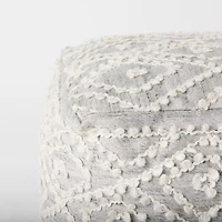 Farida Light Gray Wool and Polyester Patterned Pouf