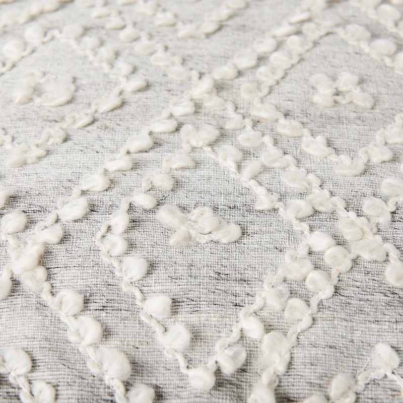 Farida Light Gray Wool and Polyester Patterned Pouf
