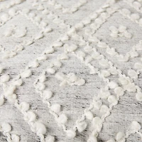 Farida Light Gray Wool and Polyester Patterned Pouf