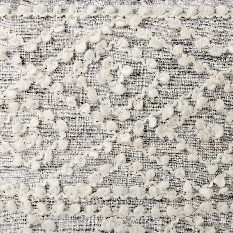 Farida Light Gray Wool and Polyester Patterned Pouf