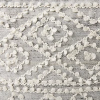 Farida Light Gray Wool and Polyester Patterned Pouf