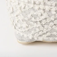 Farida Light Gray Wool and Polyester Patterned Pouf