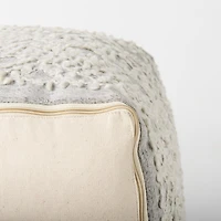 Farida Light Gray Wool and Polyester Patterned Pouf