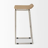 Givens Brown Wood W/Silver Metal Frame Barstool