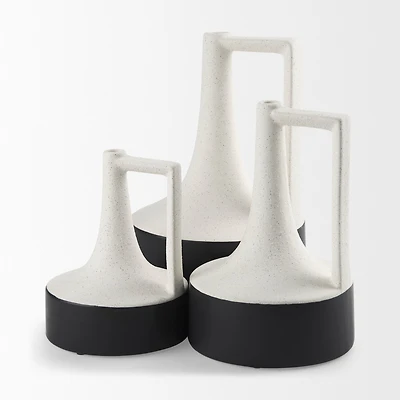 Burton White and Black Ceramic Jug Vase