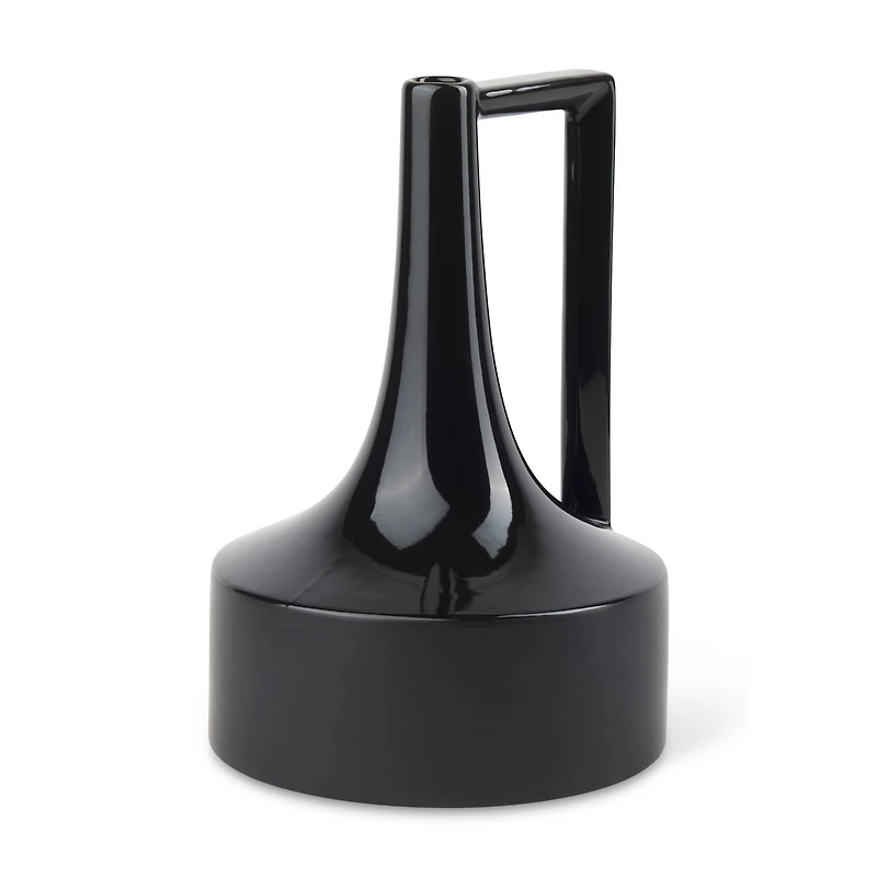 Burton Glossy and Matte Black Ceramic Jug Vase