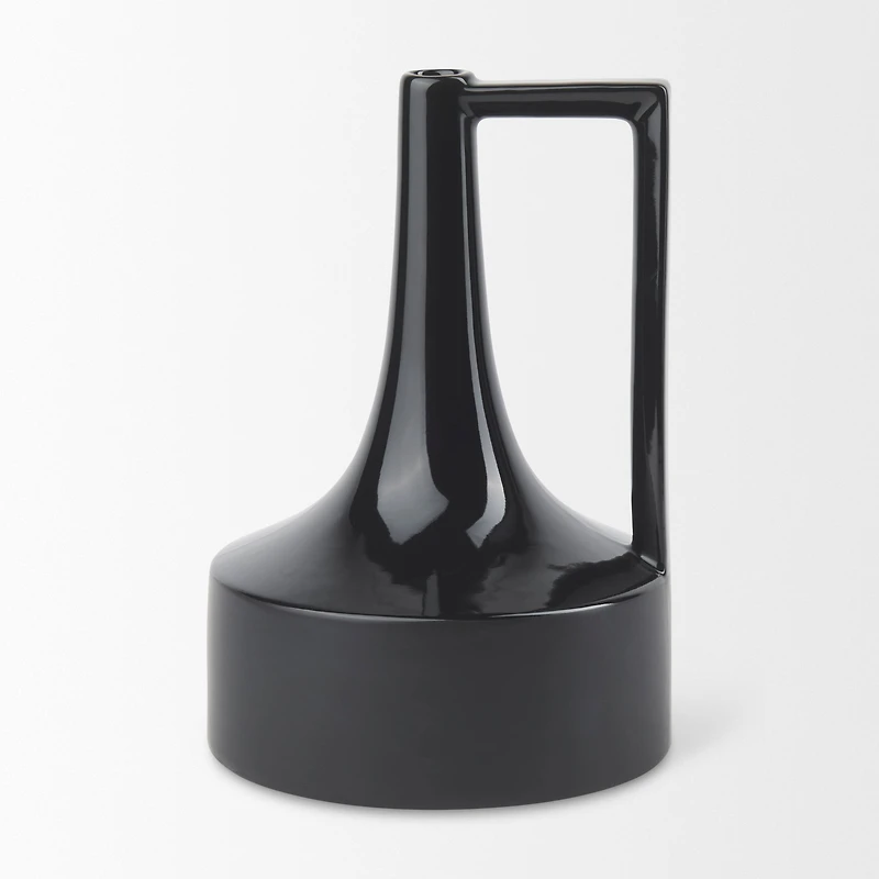 Burton Glossy and Matte Black Ceramic Jug Vase