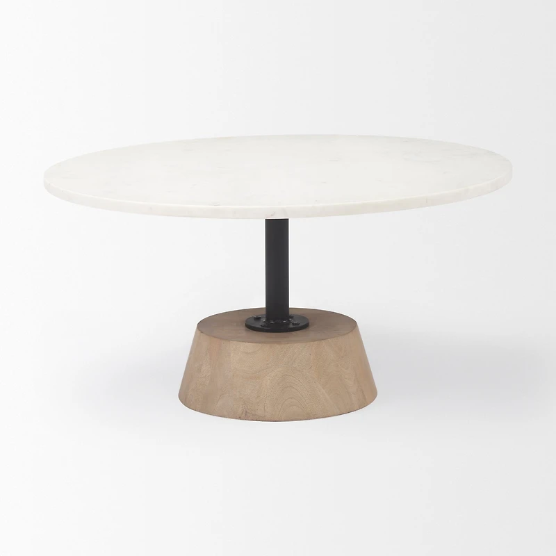 Maxwell Marble Top Pedestal Base Round Coffee Table