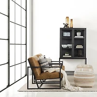Aahana Pouf - White/Taupe/Gray