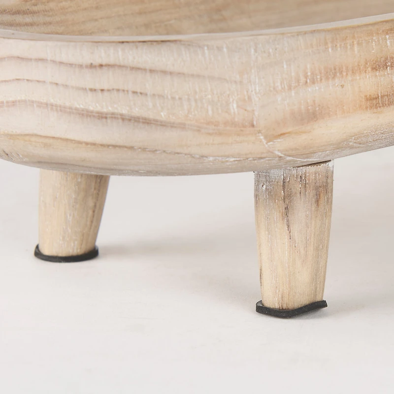Carver Set of 2 Oblong White Washed Wood Footed Trays