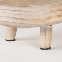 Carver Set of 2 Oblong White Washed Wood Footed Trays