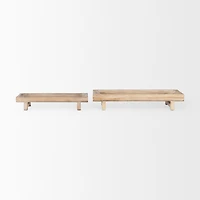 Carver Set of 2 Rectangular White Washed Wood Trays