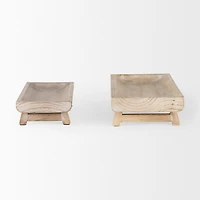 Carver Set of 2 Rectangular White Washed Wood Trays