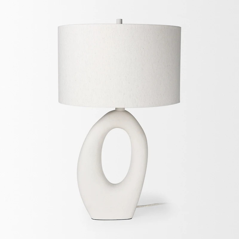 Tao Cream Base W/White Shade Table Lamp