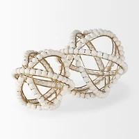 Espanlade II Large White Wooden Beaded Orb