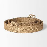 Ulana Set of 3 Round Nesting Seagrass Trays w/ Loop Handles