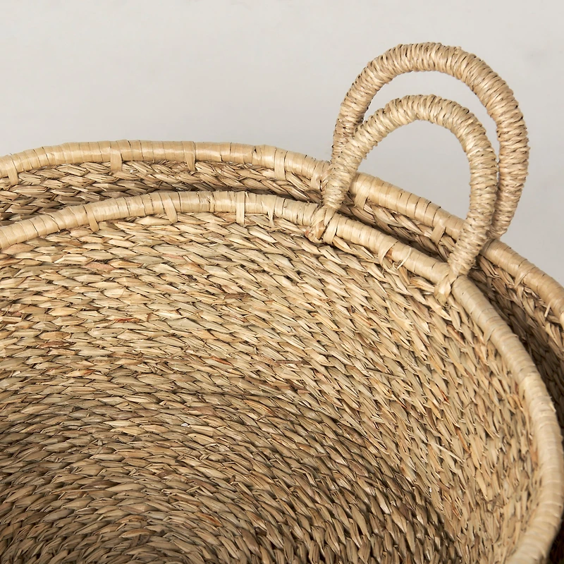 Ayanna Set of 2 Deep Nesting Seagrass Baskets w/ Handles