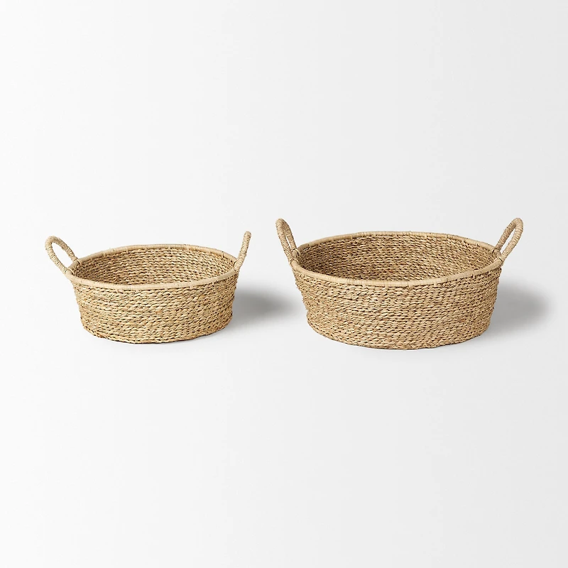 Ayanna Set of 2 Deep Nesting Seagrass Baskets w/ Handles