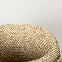 Kalopa Set of 2 Seagrass Floor Baskets w/ Flat Handled Lid