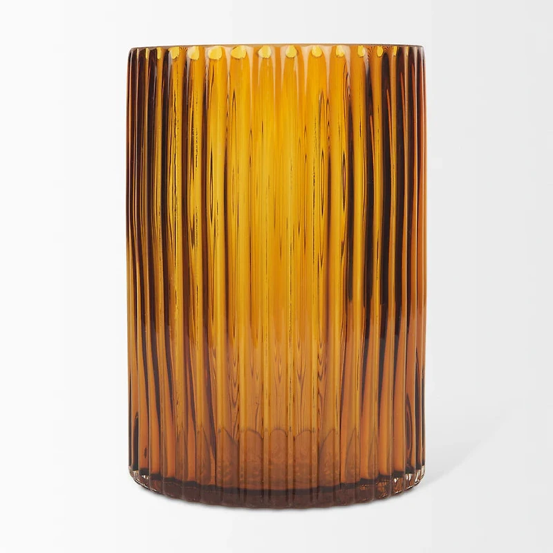 Dawn Short Amber Glass Vase
