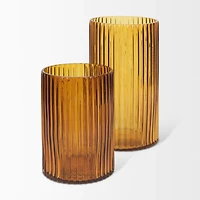 Dawn Short Amber Glass Vase