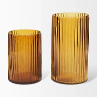 Dawn Short Amber Glass Vase